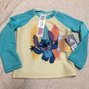 NWT Disney Stitch Swimsuit Top Rash Guard SPF Summer Surf Vacation Resort Swim